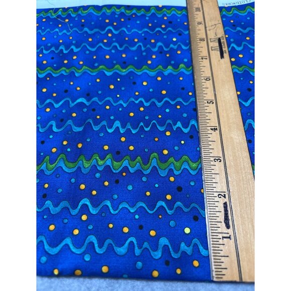Hi-Jinx by Clothworks Blue Fabric 28x22" Wavy & Dotted Pattern for Sewing Quilti - Picture 2 of 5